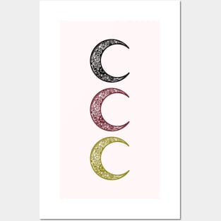 Colorful Henna Crescent Moon Posters and Art